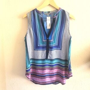 Brixon Ivy,  Fallon Mixed Print Sleeveless Blouse, Multicolor,‎ Size Medium